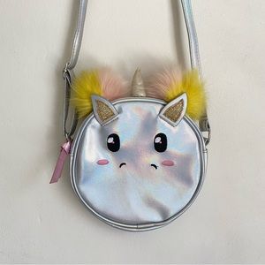 Silver Unicorn Festival Pom Pom Bag